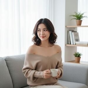 Elegant Tan Off-Shoulder Sweater